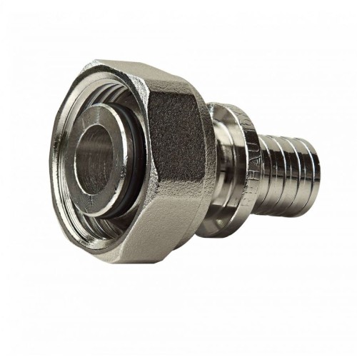 Соединитель латунный Дн 20-3/4" никелированный для PE-X труб под евроконус с накидной гайкой RAUTITAN Rehau в Санкт-Петербурге