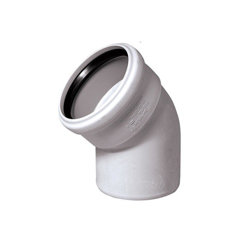 Отвод канализационный PP-M белый Дн 110 45гр бесшумный б/нап в/к RTP (РосТурПласт) в Санкт-Петербурге