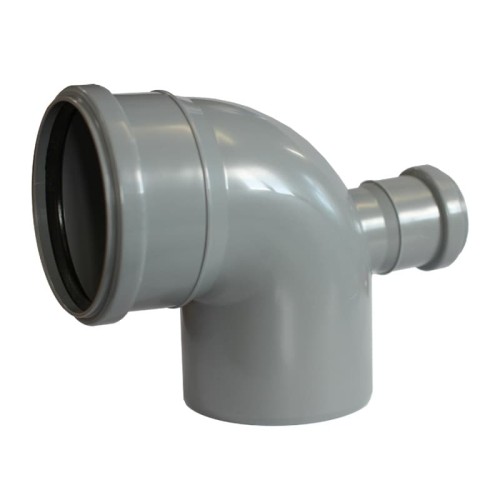 Отвод канализационный PP-H Дн 110-50 87гр с выходом фронтально-тыльный серый б/нап в/к RTP (РосТурПласт) в Санкт-Петербурге