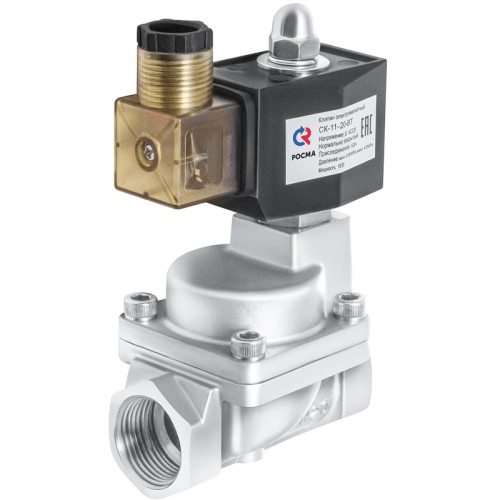 Клапан электромагнитный нержавеющий открытый прямого действия с внутренней резьбой 1,0 МПа 40х120 мм 1 1/2" в Санкт-Петербурге