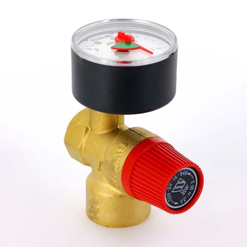 Клапан предохранительный латунный пружинный с манометром с внутренней резьбой SVM30 Watts 15 мм 1/2" в Санкт-Петербурге