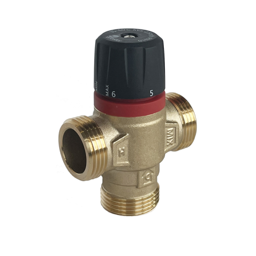 Клапан смесительный латунный термостатический с боковым смешиванием и наружной резьбой для систем ГВС 1,0 МПа RVM Rommer 25 мм 1" в Санкт-Петербурге