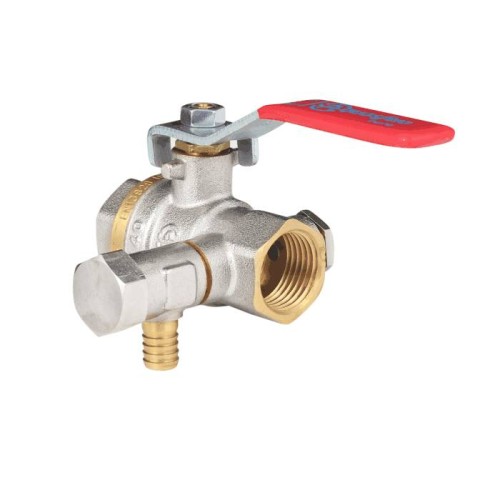 Кран запорный латунный с дренажем и воздухоотводчиком полнопроходной с ручкой-рычагом ВР (ВН) Ру 25 BV.630 MVI 20 мм 3/4" в Санкт-Петербурге