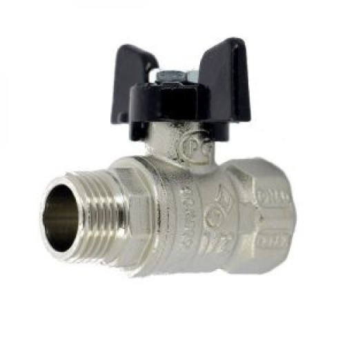 Кран запорный латунный стандартнопроходной с ручкой-бабочкой ВР-НР Ру 40 Bugatti 607 Bugatti 15 мм 1/2" в Санкт-Петербурге