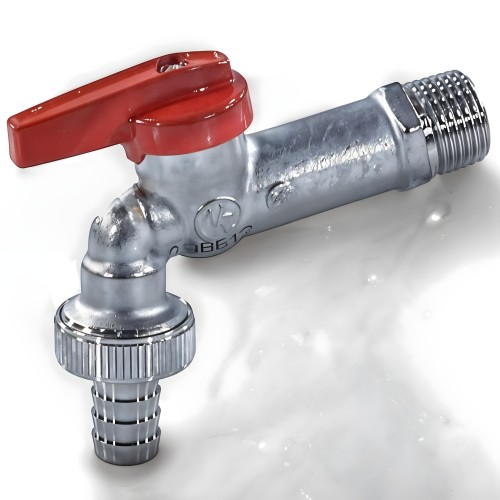 Кран водоразборный латунный стандартнопроходной с ручкой-бабочкой НР-штуцер Ру 10,5 R619 Giacomini 15 мм 1/2" в Санкт-Петербурге