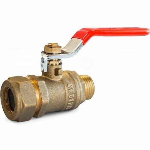 Кран запорный латунный стандартнопроходной с ручкой-рычагом НР-под обжим Ру 50 STAHLMANN 15 мм 1/2" в Санкт-Петербурге