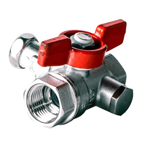 Кран шаровый латунный со спускником стандартнопроходной с ручкой-бабочкой ВР (ВН) Ру 42 R251S Giacomini 15х59 мм 1/2" в Санкт-Петербурге