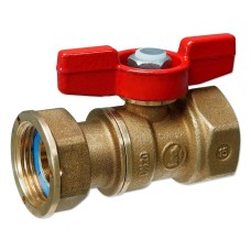 Кран шаровый латунный стандартнопроходной для счетчиков с ручкой-бабочкой ВР-накидная гайка Ру 42 R251P Giacomini 15х76 мм 3/4"