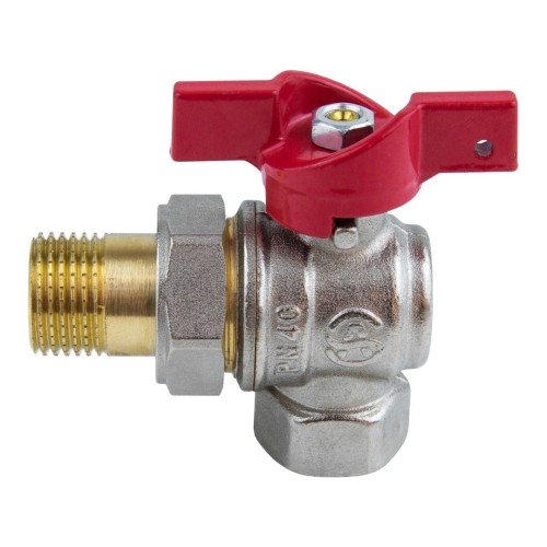 Кран запорный латунный угловой полнопроходной с ручкой-бабочкой ВР-американка Ру 50 Ideal 298 Itap 20 мм 3/4" в Санкт-Петербурге