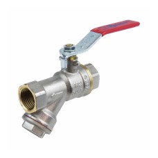 Кран запорный латунный с фильтром полнопроходной с ручкой-рычагом ВР (ВН) Ру 25 BV.631 MVI 15 мм 1/2"