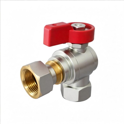 Кран шаровый латунный угловой полнопроходной с ручкой-флажком ВР-накидная гайка Ру 16 R781 Giacomini 15х65 мм 1/2" в Санкт-Петербурге