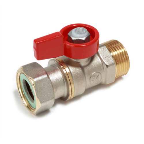 Кран запорный латунный стандартнопроходной с ручкой-флажком НР-накидная гайка Ру 16 R254 Giacomini 15х70 мм 1/2" в Санкт-Петербурге