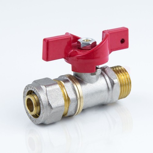 Кран запорный латунный полнопроходной с ручкой-бабочкой ВР-американка Ру 40 BVR-FR Ридан 15 мм 1/2" в Санкт-Петербурге