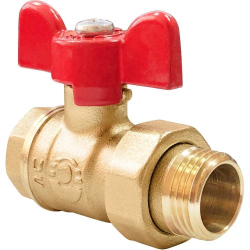 Кран запорный латунный полнопроходной с ручкой-бабочкой ВР-американка Ру 40 BV.520 MVI 20 мм 3/4" в Санкт-Петербурге