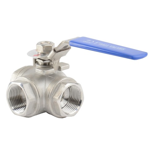 Кран запорный трехходовой Г-тип нержавеющий ВР (ВН) полнопроходной ручка-рычаг Ру 63 Benarmo 40 мм 1 1/2" в Санкт-Петербурге