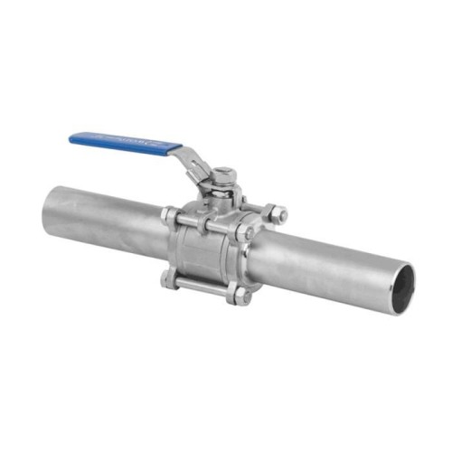 Кран запорный трехсоставной нержавеющий под приварку полнопроходной ручка-рычаг Ру 63 Benarmo 50 мм в Санкт-Петербурге