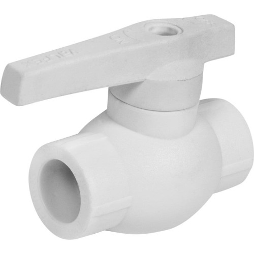 Кран полипропиленовый PP-R запорный прямой стандартнопроходной с внутренней пайкой белый ручка-рычаг Ру 25 VALFEX 50 мм ГОСТ 32415-2013 в Санкт-Петербурге