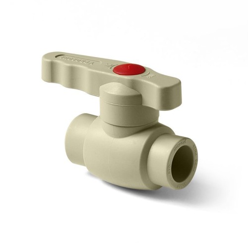 Кран полипропиленовый PP-R запорный прямой стандартнопроходной с внутренней пайкой серый ручка-рычаг Ру 10 Wavin Ekoplastik 25 мм ГОСТ 32415-2013 в Санкт-Петербурге