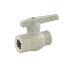 Кран полипропиленовый PP-R запорный прямой полнопроходной с внутренней пайкой белый ручка-рычаг Ру 25 Prime Pro Aqua 20 мм ГОСТ 32415-2013