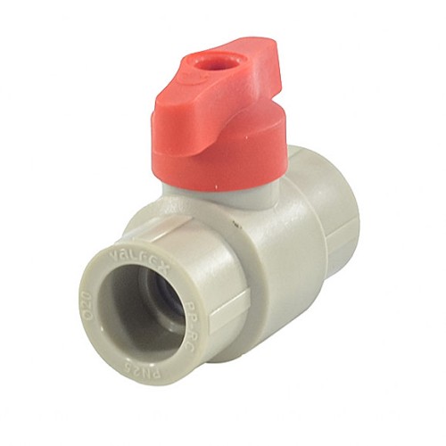 Кран полипропиленовый PP-R запорный прямой стандартнопроходной с внутренней пайкой серый ручка-бабочка Ру 25 VALFEX 20 мм ГОСТ 32415-2013 в Санкт-Петербурге