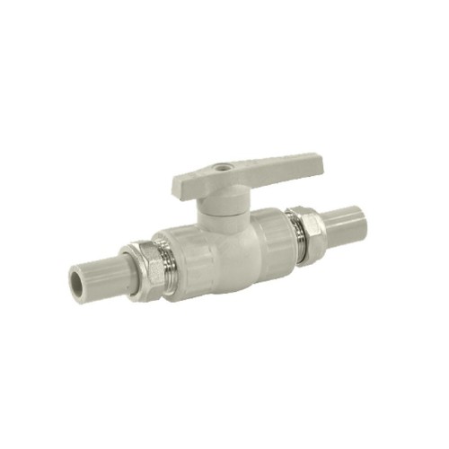 Кран полипропиленовый PP-R запорный прямой полнопроходной с внутренней пайкой серый ручка-рычаг Ру 25 VALFEX 20 мм 3/4" ГОСТ 32415-2013 в Санкт-Петербурге