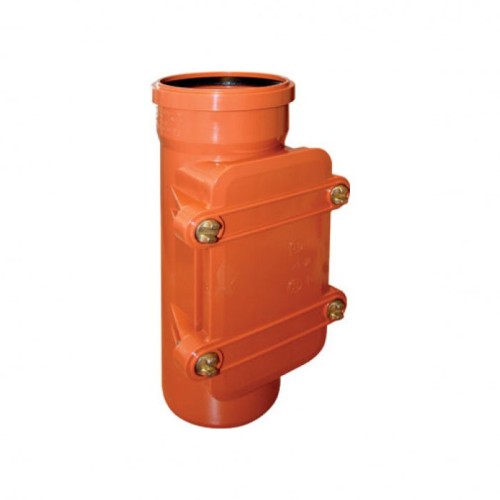Ревизия НПВХ (ПВХ) с раструбом Дн 110 коричневая безнапорная в комплекте с крышкой Ostendorf KGRE в Санкт-Петербурге
