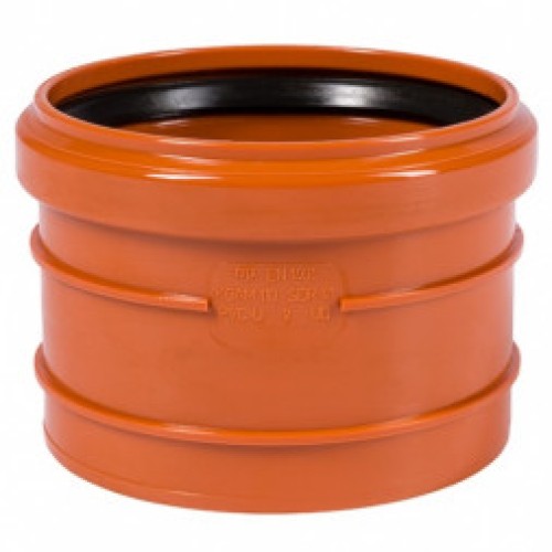 Муфта НПВХ (ПВХ) насадная Дн 110 безнапорная коричневая в/к п/клей Ostendorf KGAM в Санкт-Петербурге