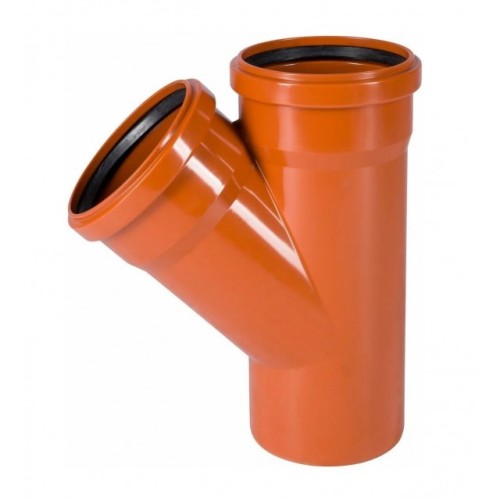 Тройник НПВХ (ПВХ) с раструбом Дн 160-160 45гр коричневый безнапорный в/к Агригазполимер в Санкт-Петербурге