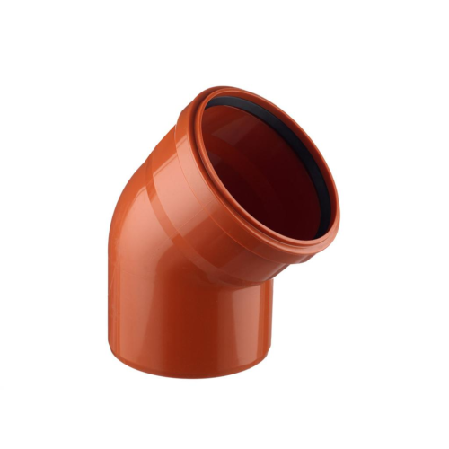 Отвод НПВХ (ПВХ) с раструбом Дн 160 45гр коричневый безнапорный в/к Хемкор в Санкт-Петербурге