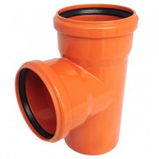 Тройник НПВХ (ПВХ) с раструбом Дн 400-315 87гр коричневый безнапорный в/к Ostendorf KGEA