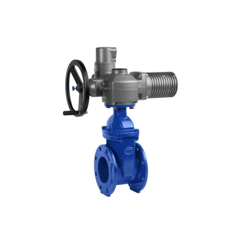 Задвижка чугунная фланцевая с электроприводом AUMA SA16.2 380В и обрезиненным клином KR12 500 мм в Санкт-Петербурге