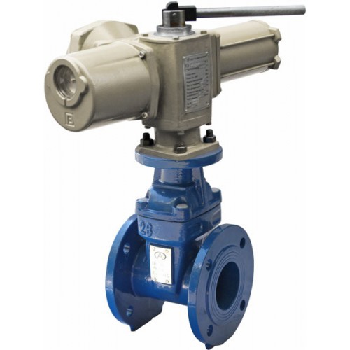 Задвижка чугунная с электроприводом ГЗ 380В и выдвижным шпинделем 30ч906бр 80х210 мм в Санкт-Петербурге