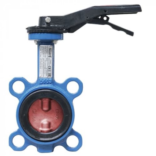 Затвор ручной с чугунным диском и рукояткой межфланцевый 1,6 МПа EPDM GG25 150х51 мм в Санкт-Петербурге